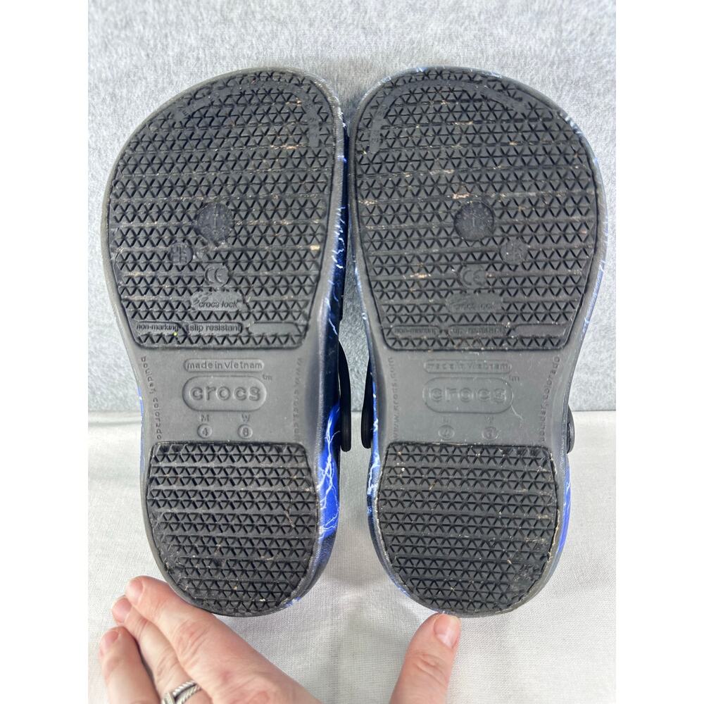 Crocs Womens 6 Men's 4 Bistro Slip Resistant Unisex Clog Black Lightning Comfort - Picture 6 of 8